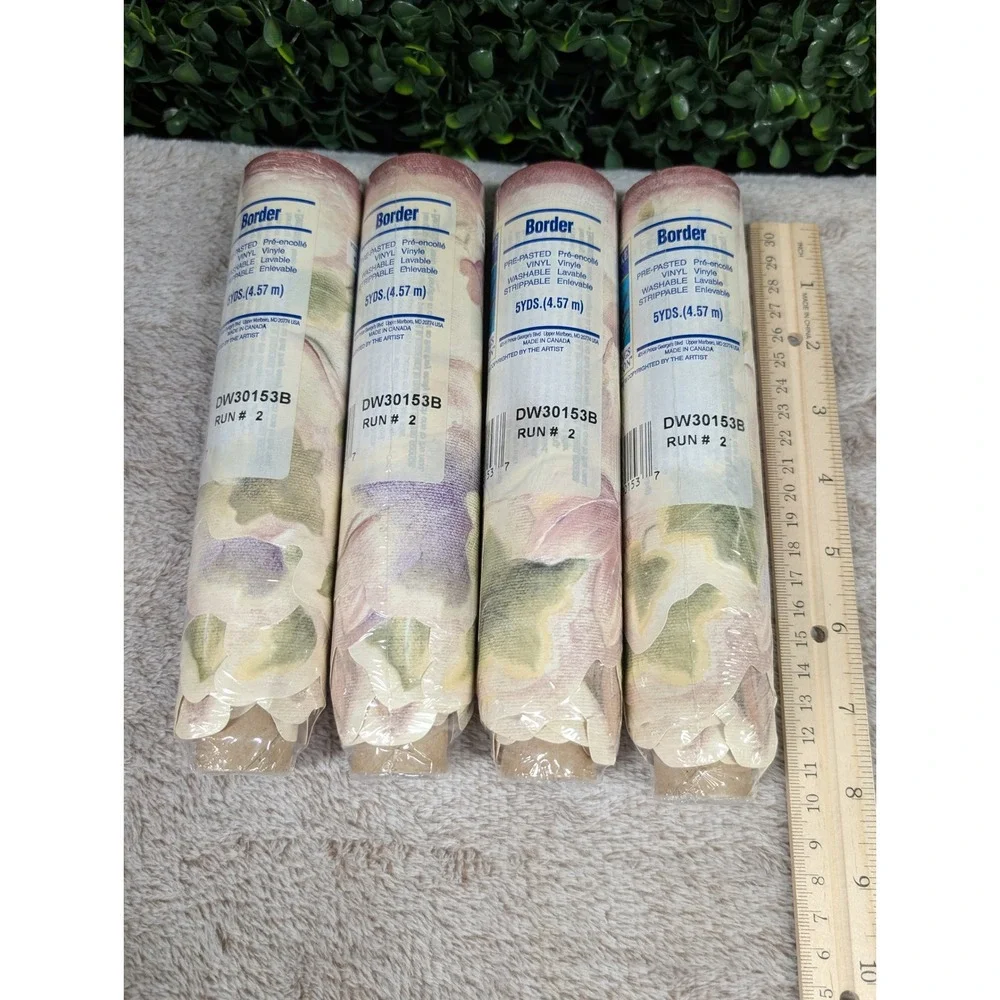 Chesapeake Floral Ivy Leaf Wallpaper Border 4 Rolls Cottagecore Die Cut Scallop
